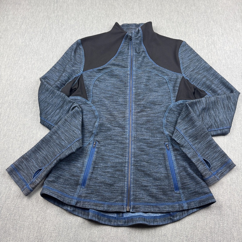 Lululemon Jacket Women 10 Blue Forme Luon Long Sleeve Full Zip Gym Running Coat